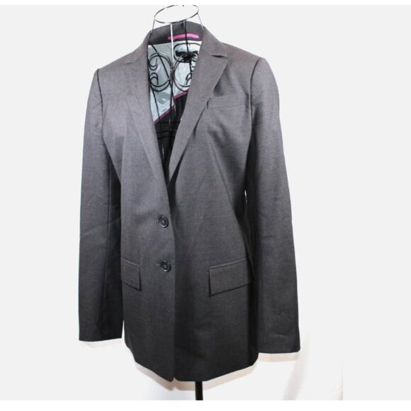 Ann Taylor Black Blazer Suit Jacket Sz 6 Virgin Wool Fabric Button Front - Picture 5 of 8